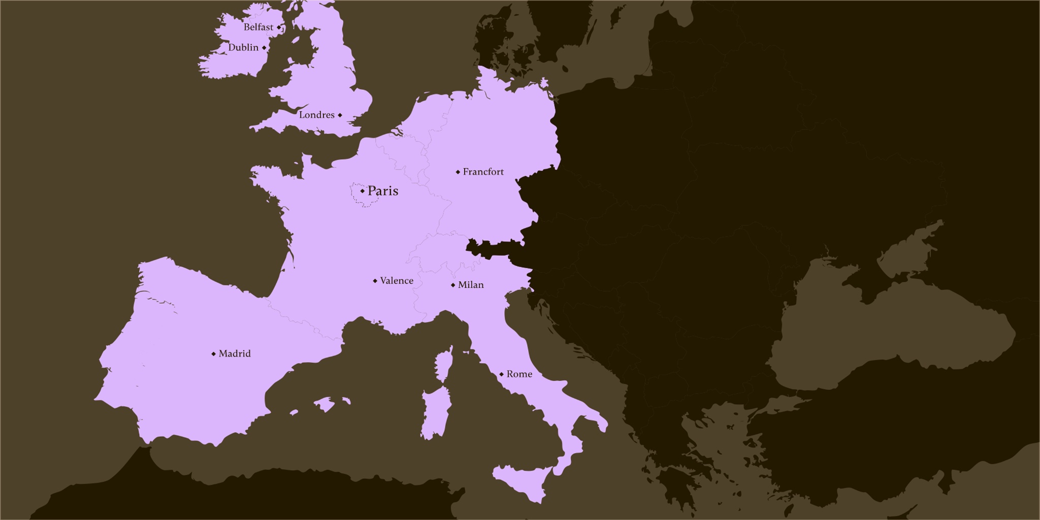 Map of Europe - Ronnsquare's areas of operation